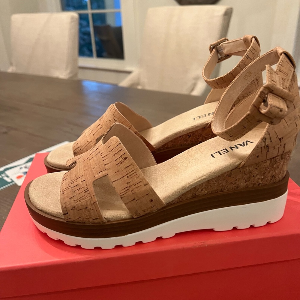 Vaneli Cork Wedge Sandals
